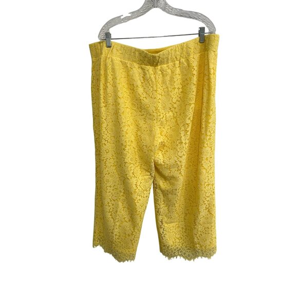 Isaac Mizrahi Live! Floral Lace Wide Leg Pants Yellow Sz XL Petite Bohemian - Picture 3 of 11